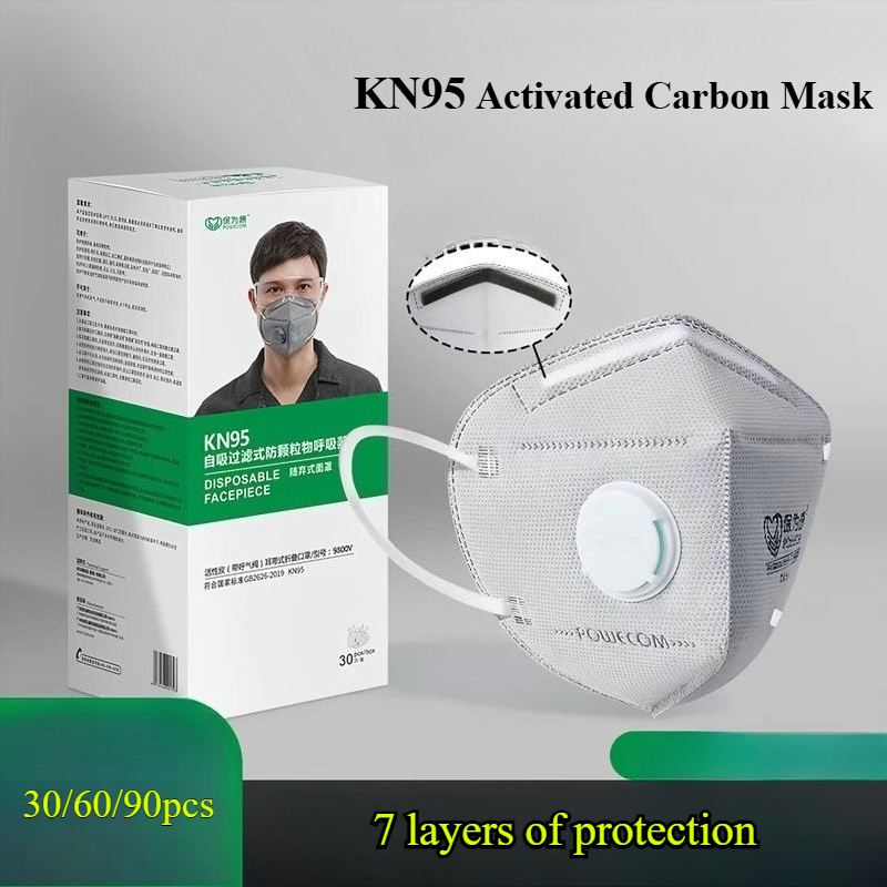 30/60/90pcs 활성탄 밸브 KN95 석탄 광산  - Kn95 Respirator Mask 리뷰 및 가격